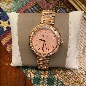 Iconic rose gold Fossil jewelled watch BNIB